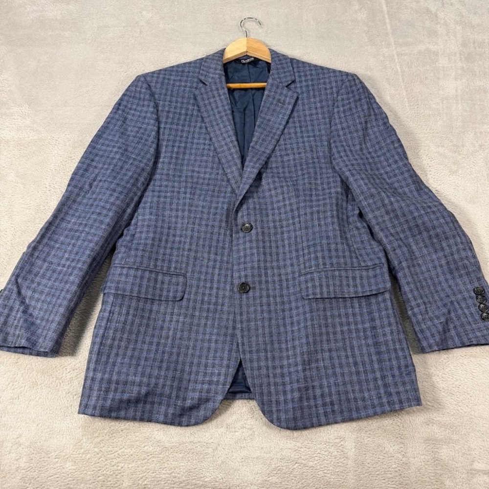 Jos A Bank Mens 42R Tailored Fit Blazer Signature Wool Silk Linen Preppy Casual